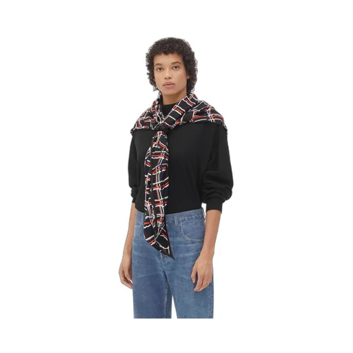 Distorted Check Printed Silk Scarf