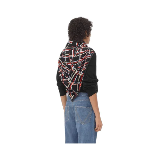 Distorted Check Printed Silk Scarf