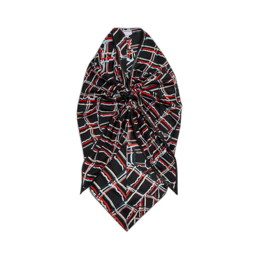 Distorted Check Printed Silk Scarf
