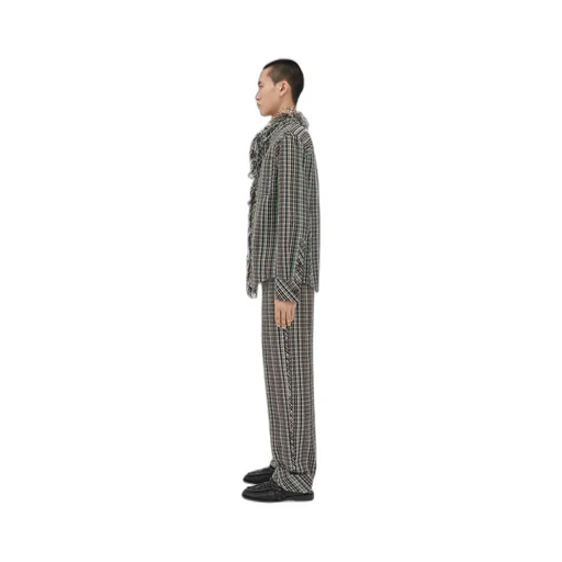 Cotton Check Jacket With Fringes