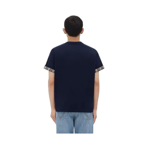 Double Layer Checked Cotton T-Shirt