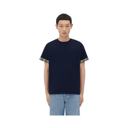 Double Layer Checked Cotton T-Shirt