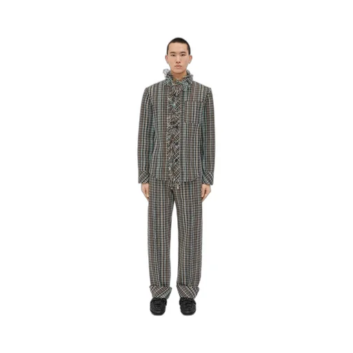 Cotton Check Jacket With Fringes