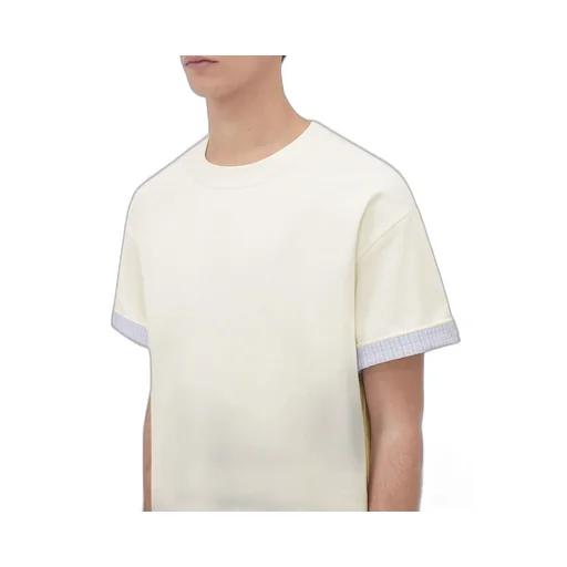 Double Layer Cotton Check T-Shirt