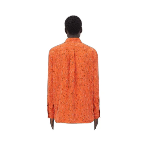 Textured Viscose Stripe Shirt With "BV" Embroidery