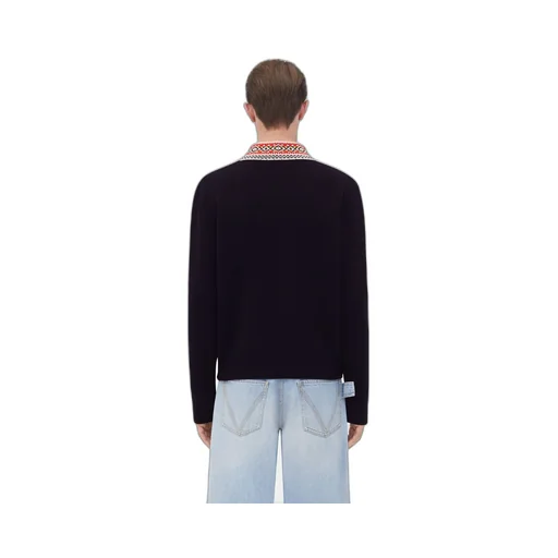 Wool Sweater With Jacquard Collar