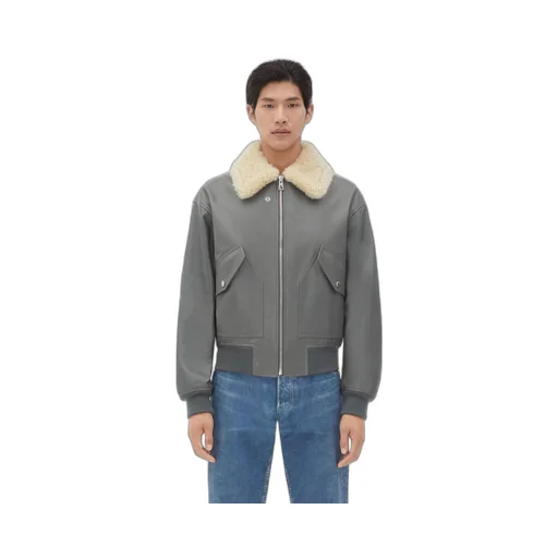Leather Jacket With Shearling Collar