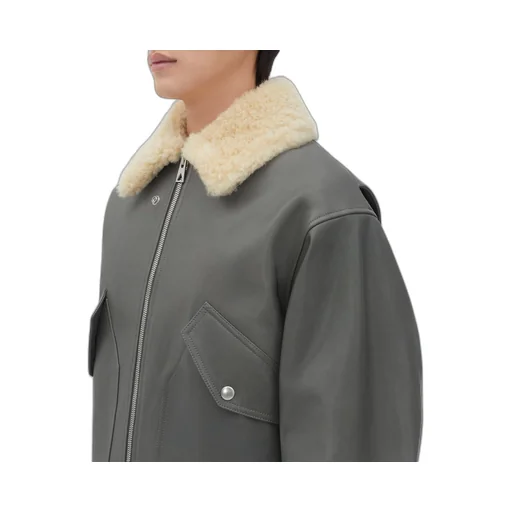 Leather Jacket With Shearling Collar