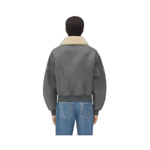Leather Jacket With Shearling Collar