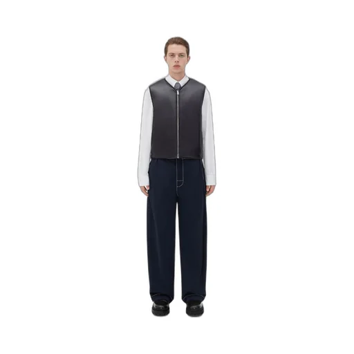Tech Nylon Blouson With Leather Integrated Gilet