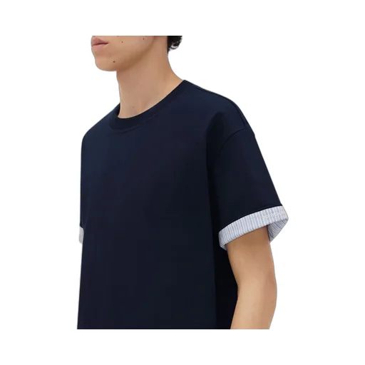 Double Layer Striped Cotton T-Shirt