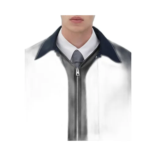 Tech Nylon Blouson With Leather Integrated Gilet