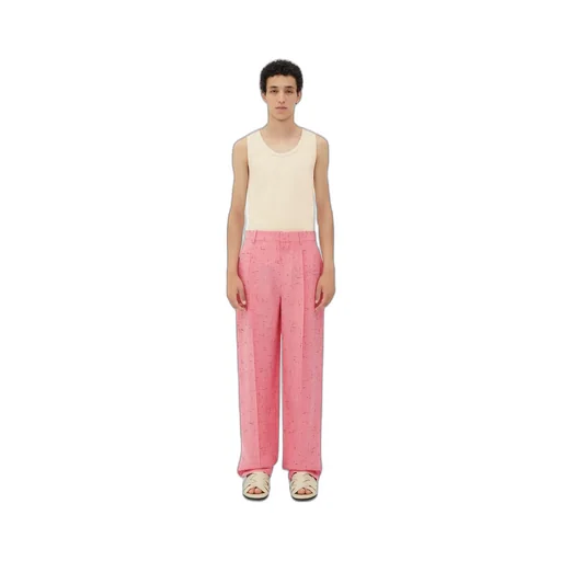 Textured Criss-Cross Viscose Silk Trousers
