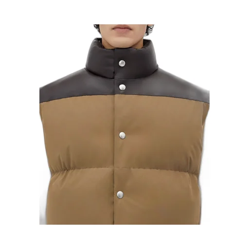 Frosted Poplin And Leather Gilet