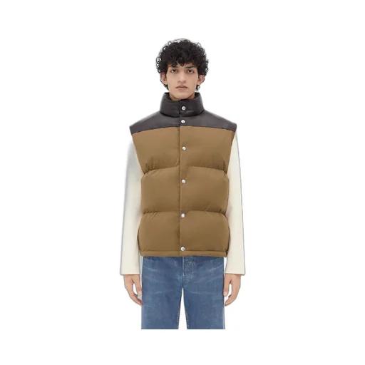 Frosted Poplin And Leather Gilet