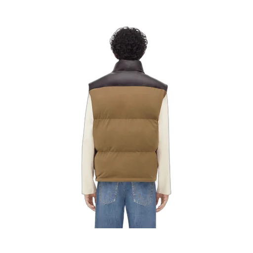 Frosted Poplin And Leather Gilet