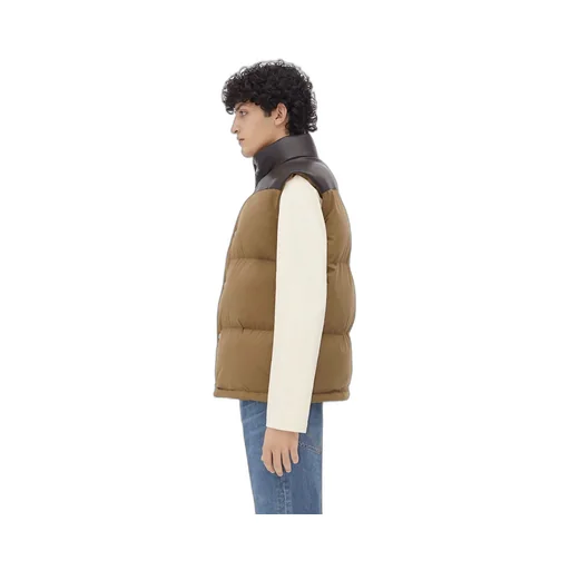 Frosted Poplin And Leather Gilet