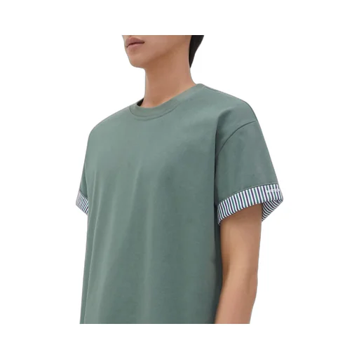 Double Layer Striped Cotton T-Shirt