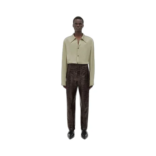 Crocodile-Effect Leather Pants