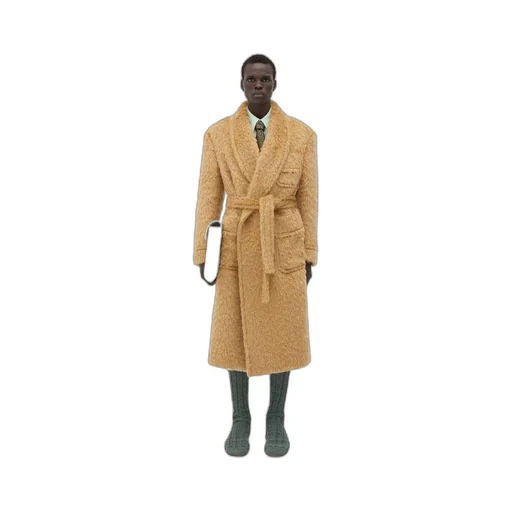 Hairy Wool Mohair Belted Coat