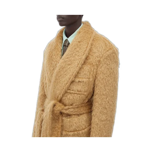 Hairy Wool Mohair Belted Coat