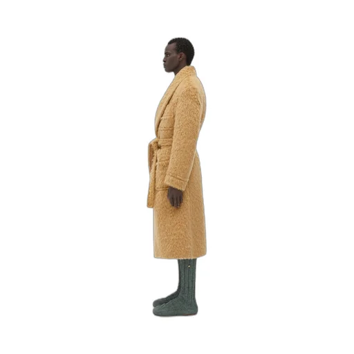 Hairy Wool Mohair Belted Coat