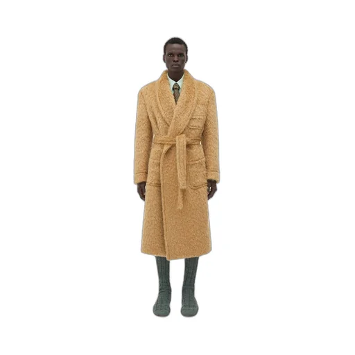 Hairy Wool Mohair Belted Coat