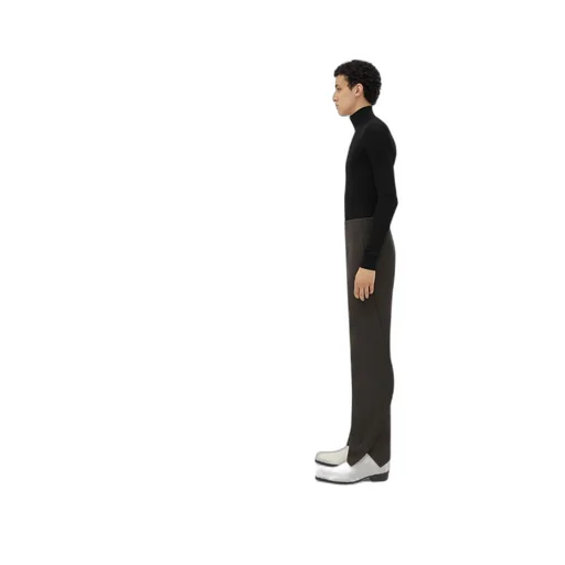 Curved Shape Wool Pants
