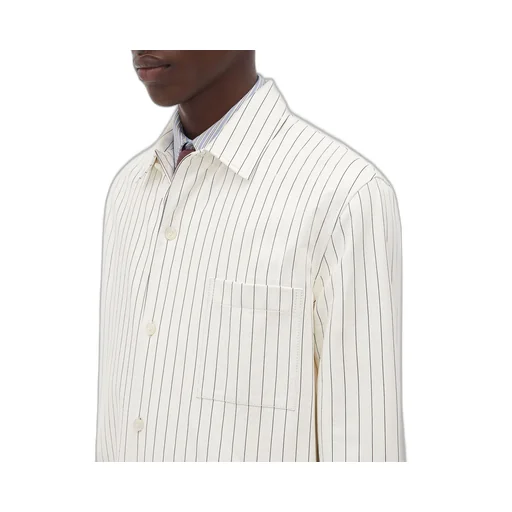 Printed Leather Pinstripe Long Shirt
