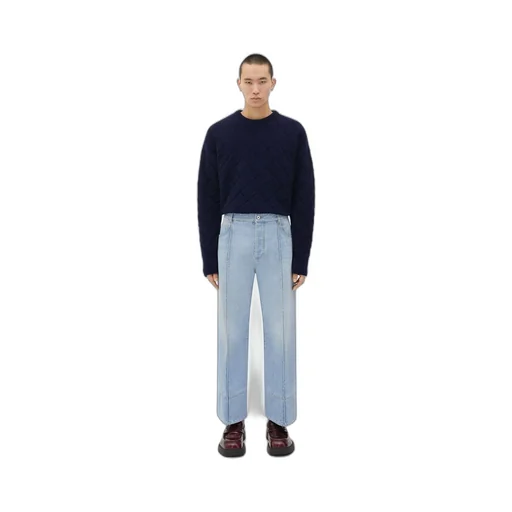 Curved Shape Light Bleached Denim