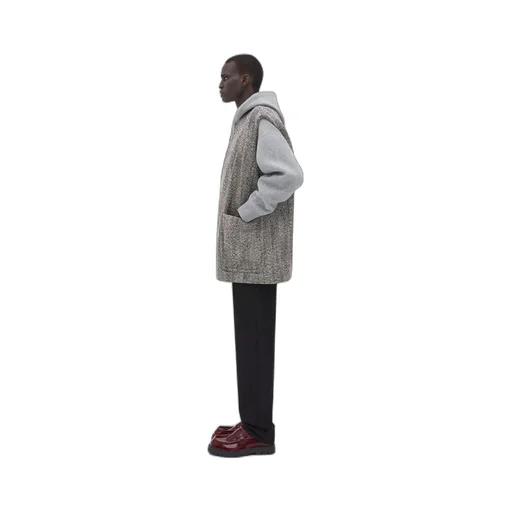 Sleeveless Felted Wool Chevron Coat