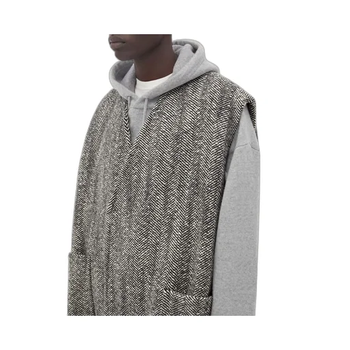 Sleeveless Felted Wool Chevron Coat