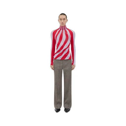 Light Cotton Twisted Stripe Turtleneck