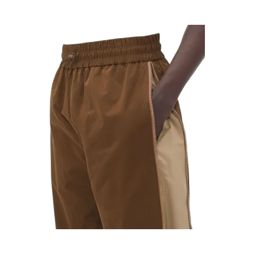 Contrasting Zipper Tech Nylon Pants
