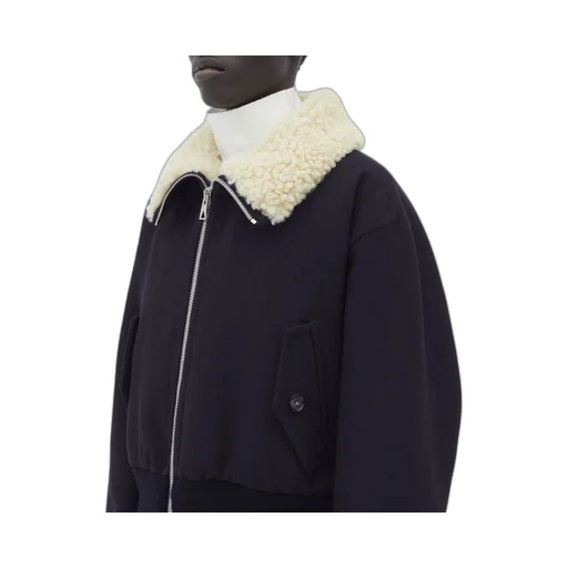 Shearling Collar Cotton Blend Jacket
