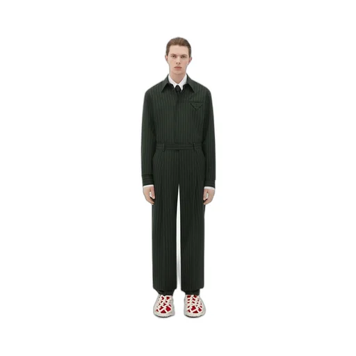Wool Pinstripe Straight Leg Pants