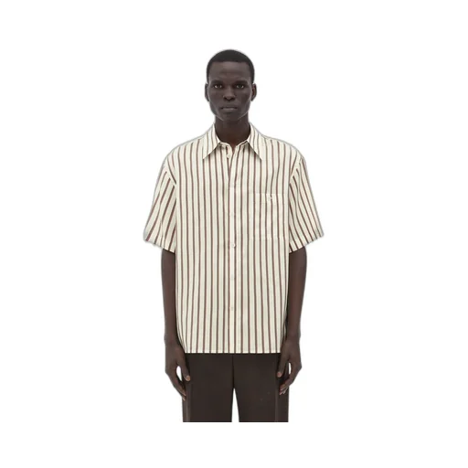 Short-Sleeved Silk Bicolor Striped Shirt
