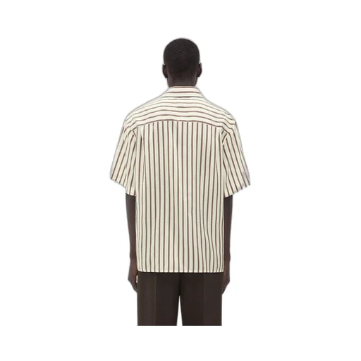 Short-Sleeved Silk Bicolor Striped Shirt