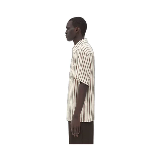 Short-Sleeved Silk Bicolor Striped Shirt