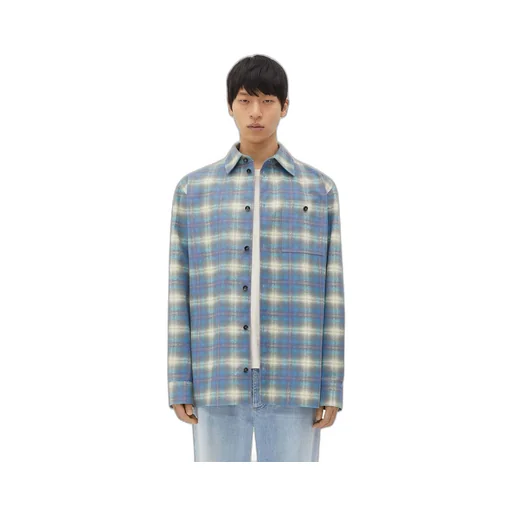Relaxed Fit Flannel-Printed Leather Shirt