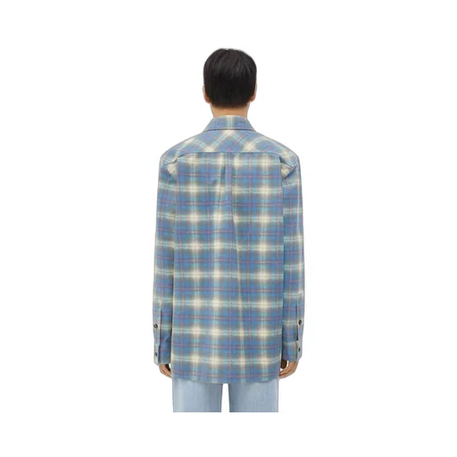 Relaxed Fit Flannel-Printed Leather Shirt