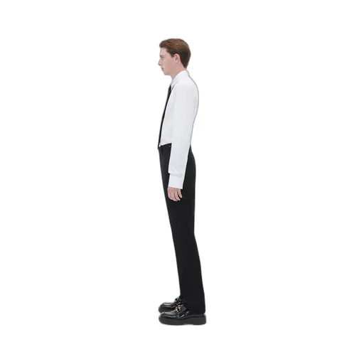 Straight Leg Wool Gabardine Pants