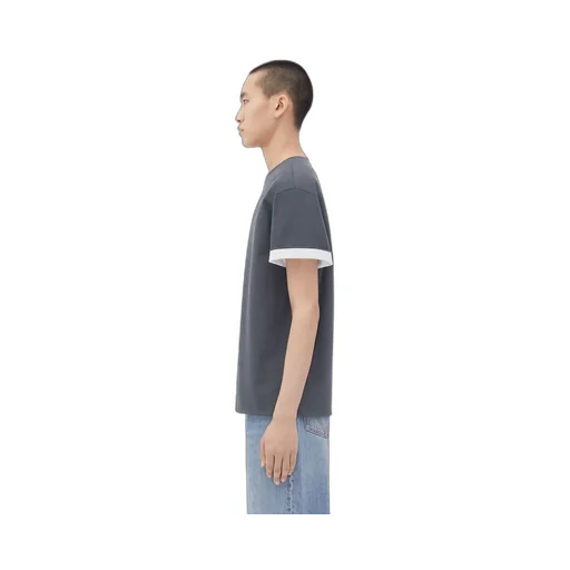Double Layer Cotton Check T-Shirt