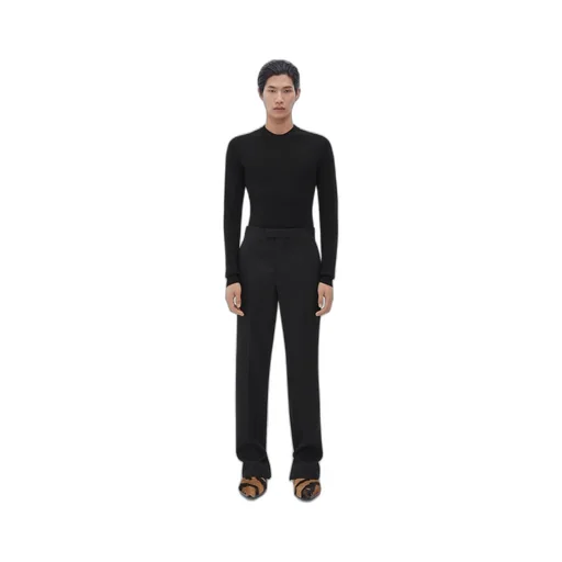 Slim Leg Compact Wool Trousers
