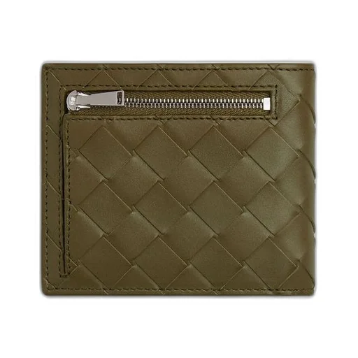 Intrecciato Bi-Fold Wallet With Exterior Pocket