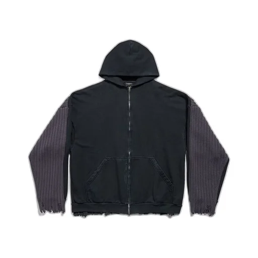 Patched Zip-Up Hoodie
