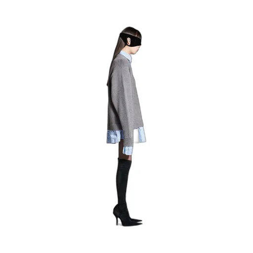 Layered Shirt V-Neck Sweater