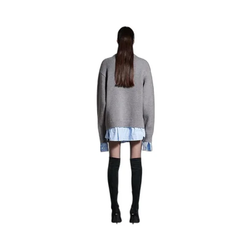 Layered Shirt V-Neck Sweater