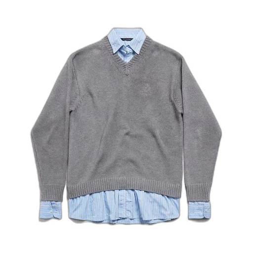 Layered Shirt V-Neck Sweater