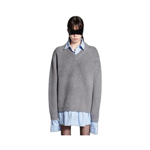 Layered Shirt V-Neck Sweater